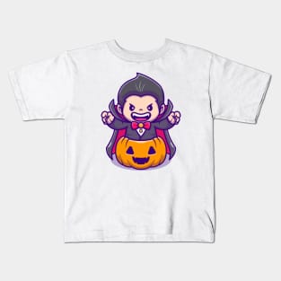 Cute Dracula In Pumpkin Kids T-Shirt